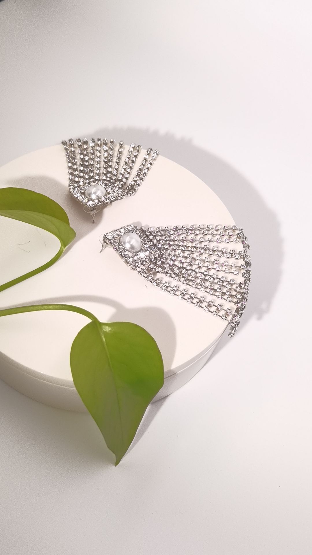 Sparkling Fringe Halter Necklace & Fringe Earring Set - Jewelry & Watches