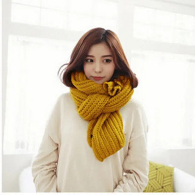 Men's And Women's Fashion Thickening Warm Solid Color Scarf Yellow - Shop at LoveMi