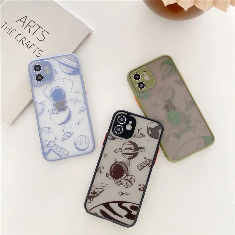 Luxury Space Astronaut Phone Case Matte Silicone Shockproof