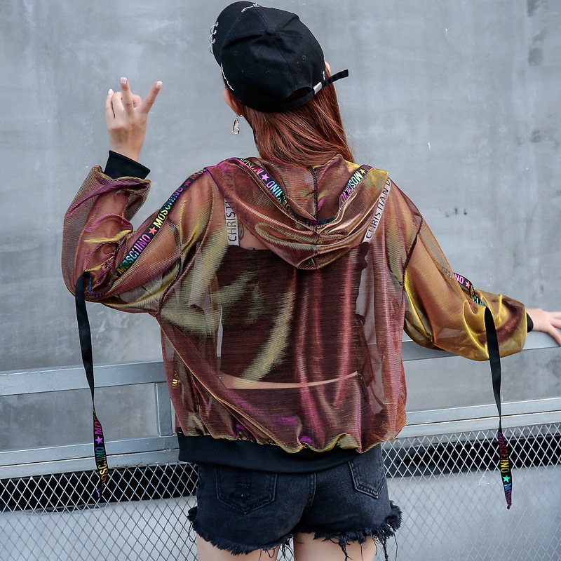 Title 9, Ladies Loose Ribbon Thin Baseball Short Jacket