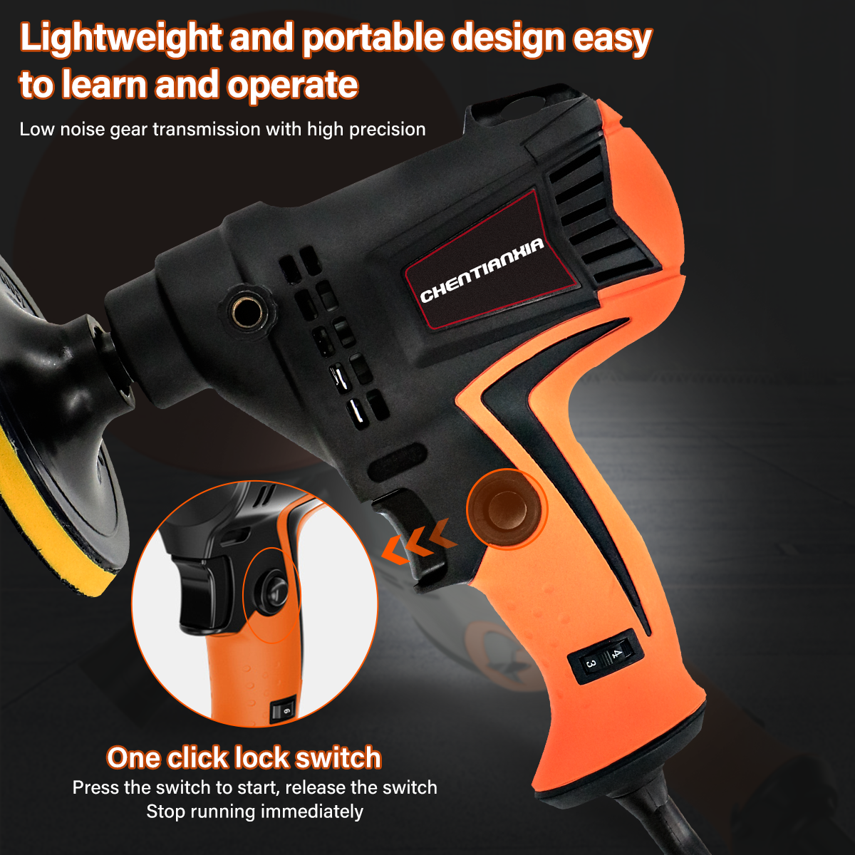 980W Heavy Duty Car Polisher Buffer Sander Waxing Kit 6 Speed With 5 Pad Bonnet — image 8