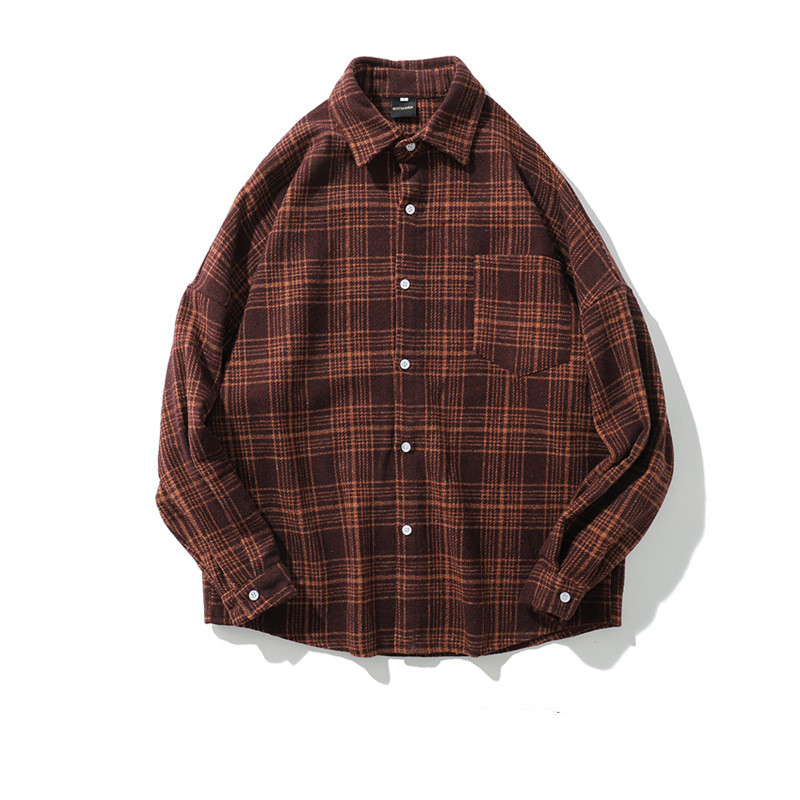 Title 8, Mens Long Sleeve Trendy Vintage Brushed Plaid ...