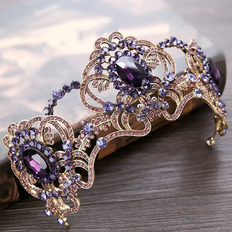 Fashion Women's Alloy Amethyst Crown Headband