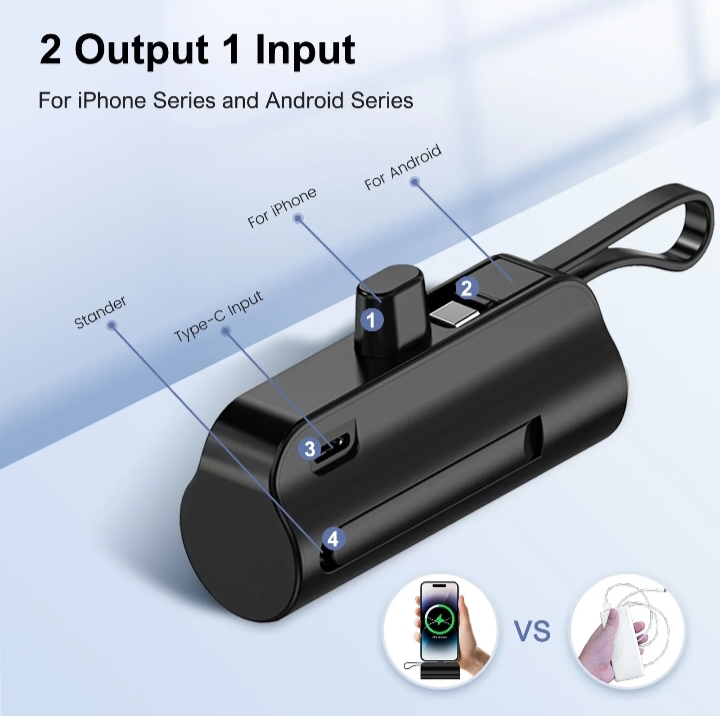 Mini Portable Power Bank Capsule Fast Charging Pocket Size Emergency Battery thumbnail 2