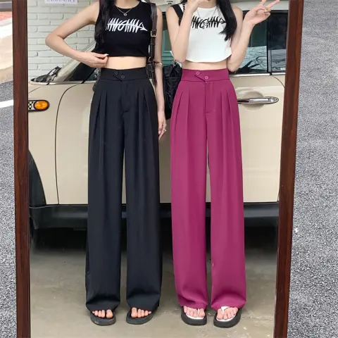 Women's New High Waist Loose Drape Suit Wide Leg