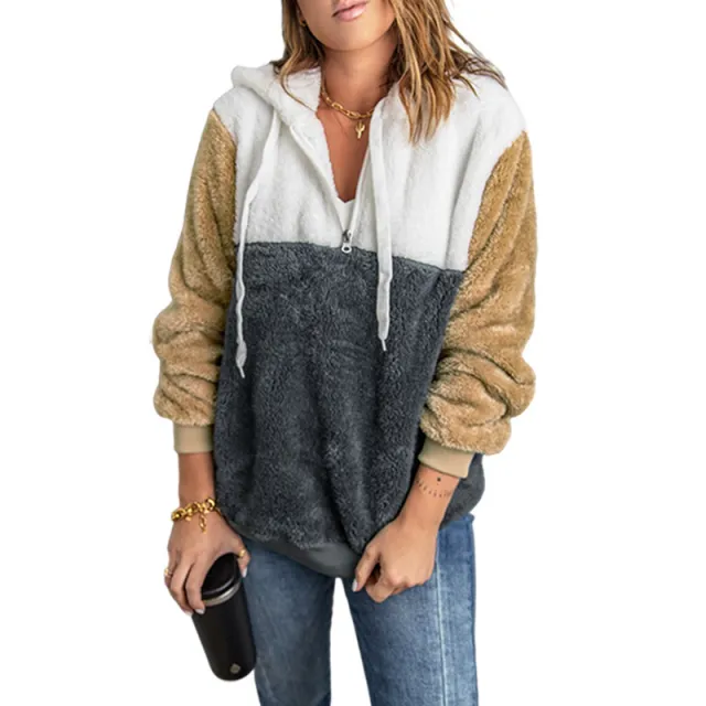 Women's Long sleeved Thickened Hooded Sweater With Pockets Grey - Shop at LoveMi