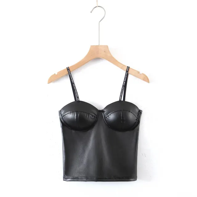 Slim Waistcoat Girl With Strapless Shoulders Black - Shop at LoveMi