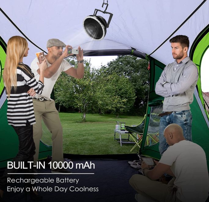 Portable Large Wind Led Camping Tent Ceiling Fan Light