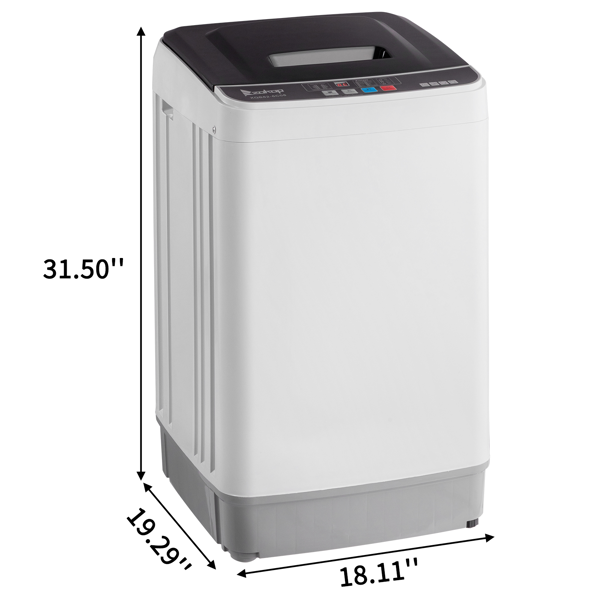 Full-Automatic Washing Machine Top Load Portable Compact Laundry Washer Spin With Drain Pump,10 Programs 8 Water Level Selections With LED Display 17.8 Lbs Capacity, Black image 30