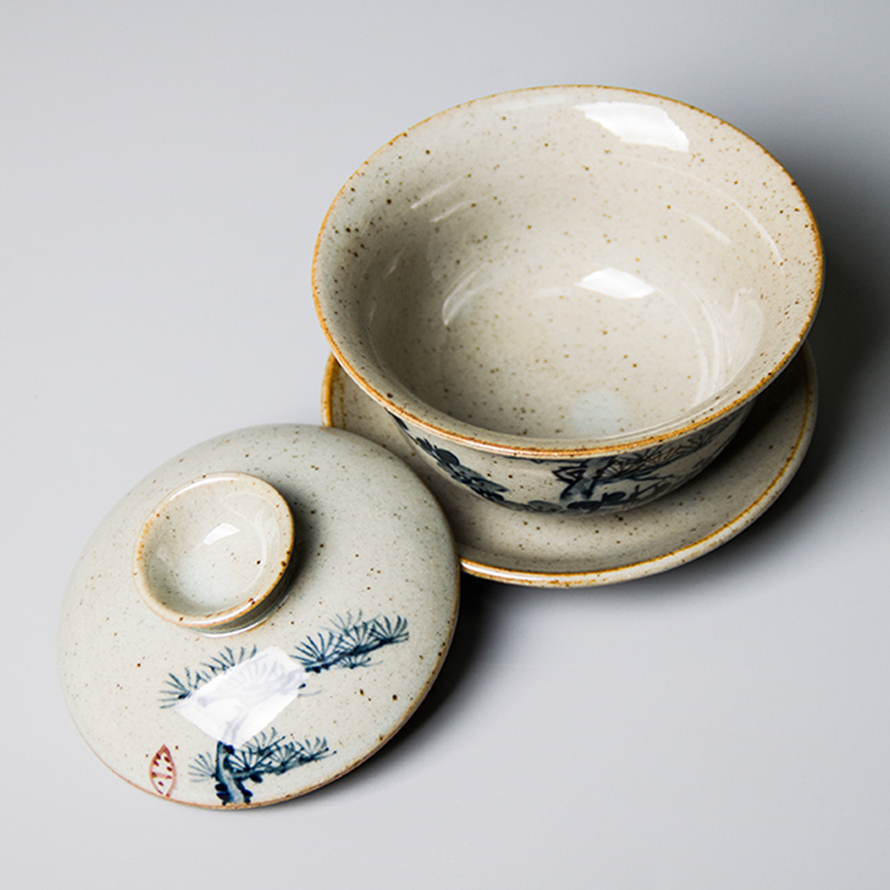 Sancai Cover Bowl Vintage Hand-painted Blue And White Tea