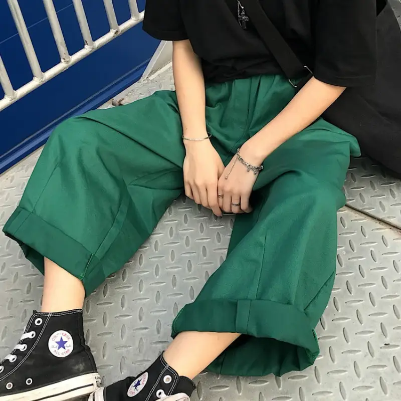 Sister Black Wide Leg Overalls Women's Loose And Slim Straight Pants