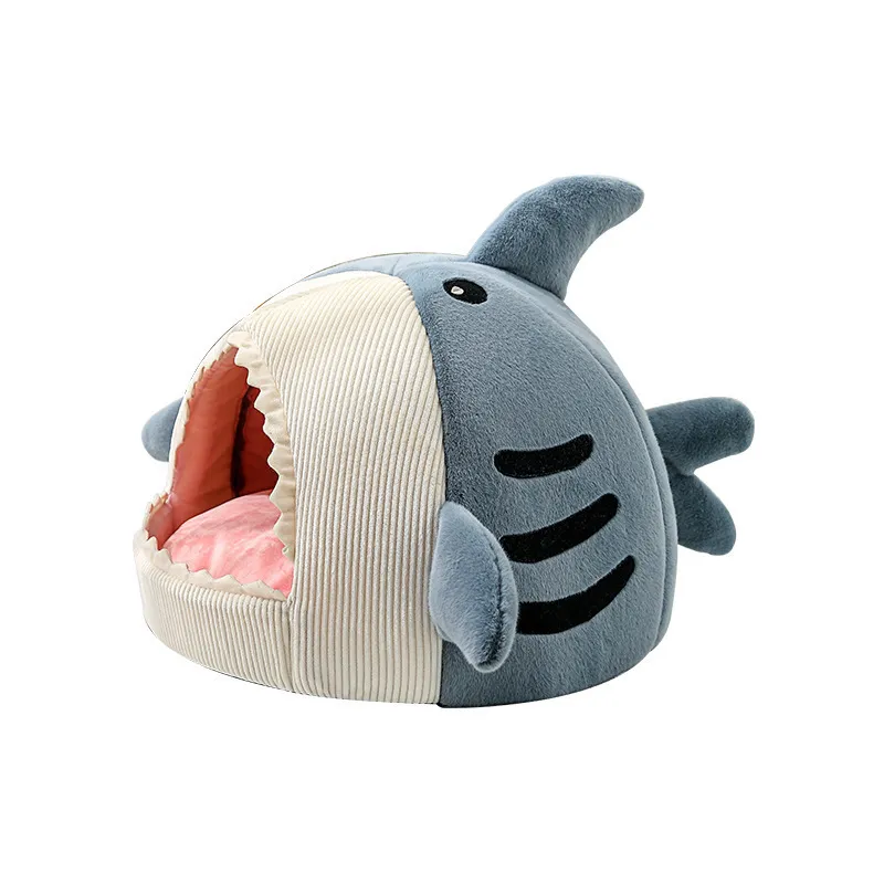 Shark Cat Kennel Dog Kennel Warm Yurt Semi-closed Four Seasons Universal - Blue