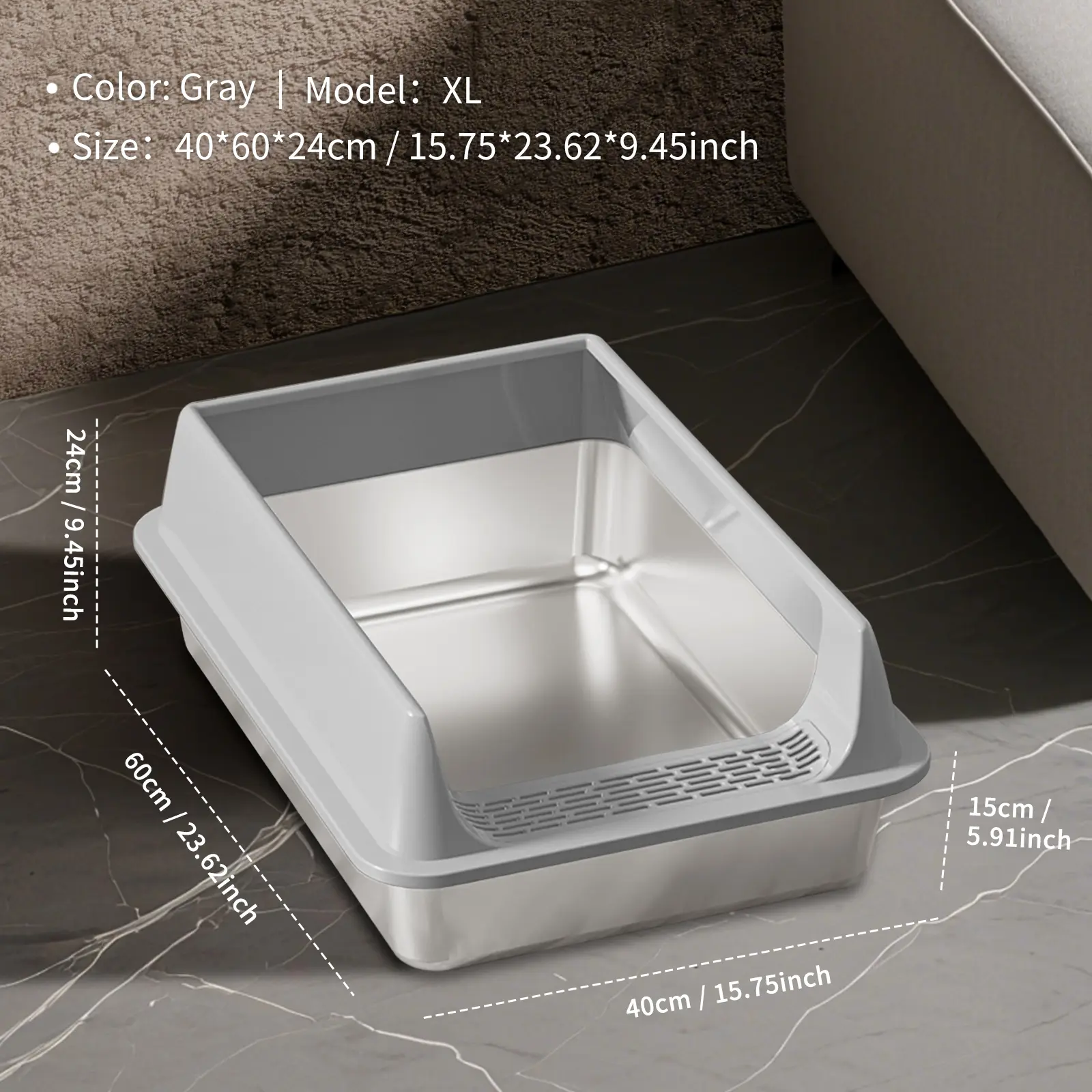 Only Self Pickup---Stainless Steel Cat Litter Box