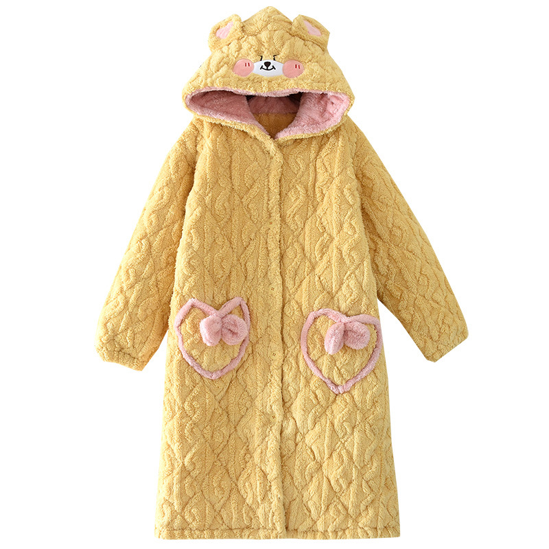 Title 14, Warm Flannel Three-layer Quilted Couple Pajamas