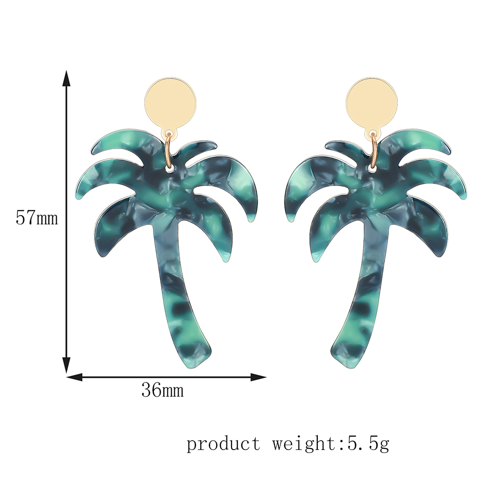 Korean Fashion Trendy Green Coconut Tree Shape Pendant Earrings