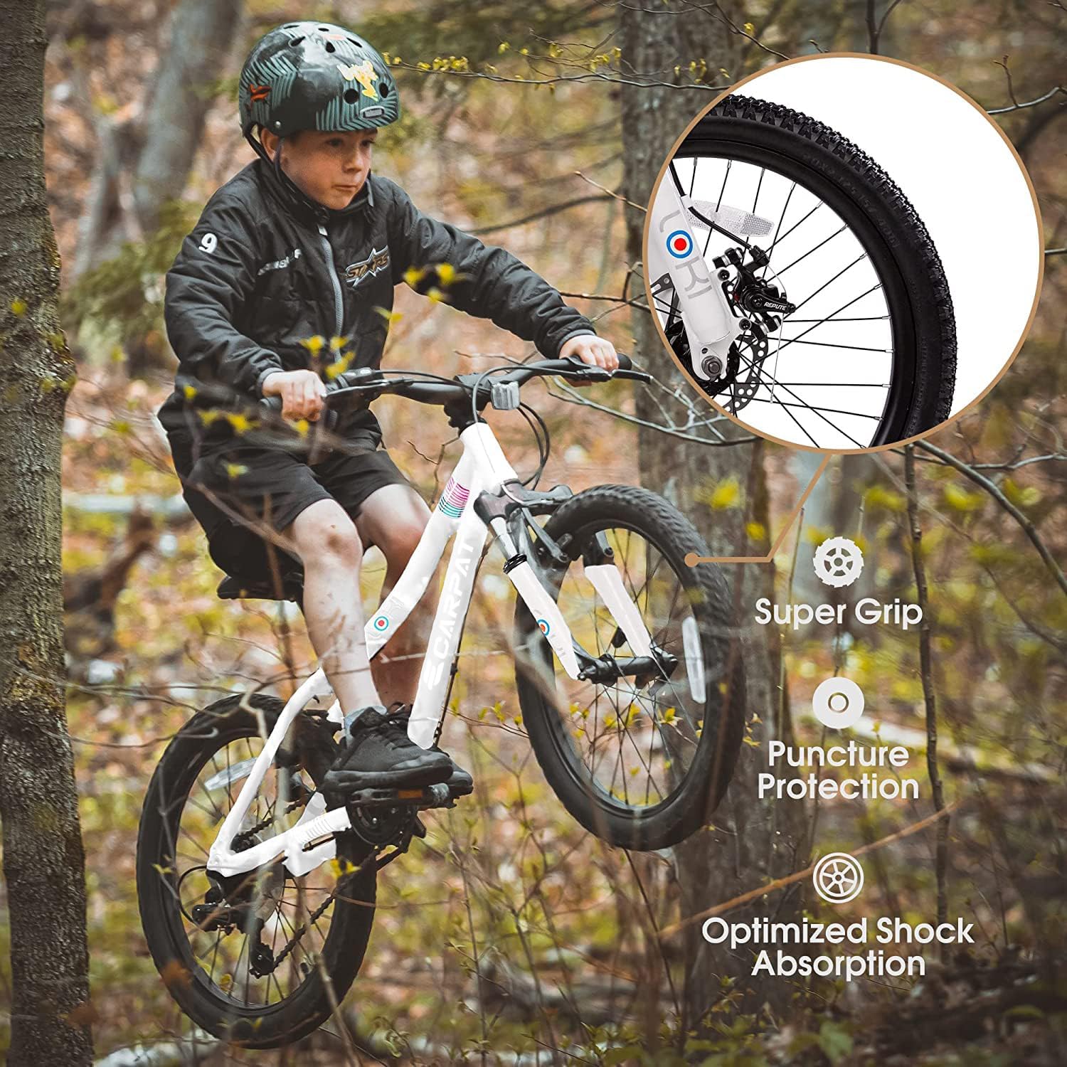 S20101 20 Inch Kids’ Bike, Boys Girls Mountain Bike Ages 6-12, 7 Speed Teenager Children Kids’ Bicycles, Front Suspension Disc Brake Rear V-Brake, High Steel Frame