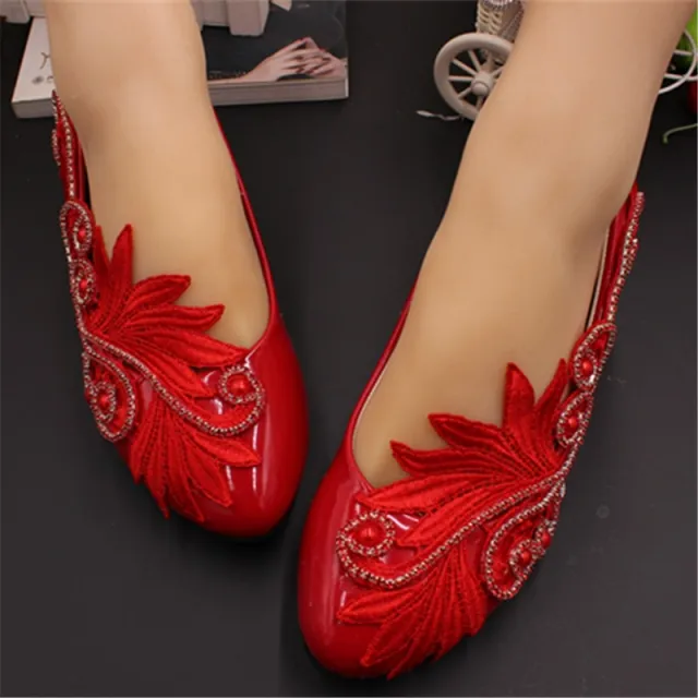 Women's Fashion Simple Flat Wedding Shoes Red - Shop at LoveMi
