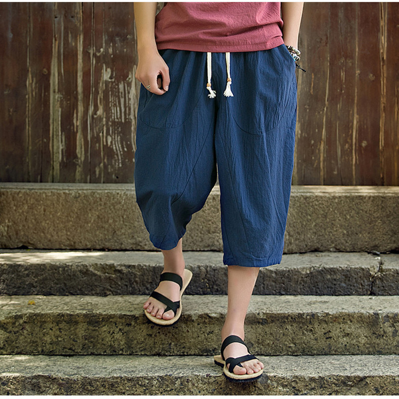 Title 1, Short en coton et lin, style chinois, jambes la...