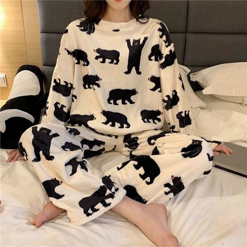 Title 6, Pajamas Womens Flannel Long-sleeved Thickening...