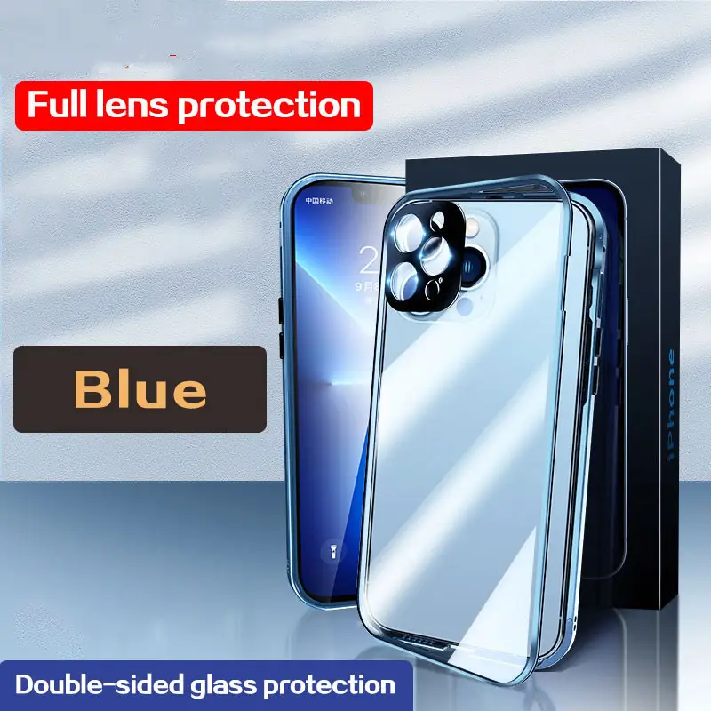 Double Sided Glass Fall Proof Lens Full Package Magnetic Phone Case