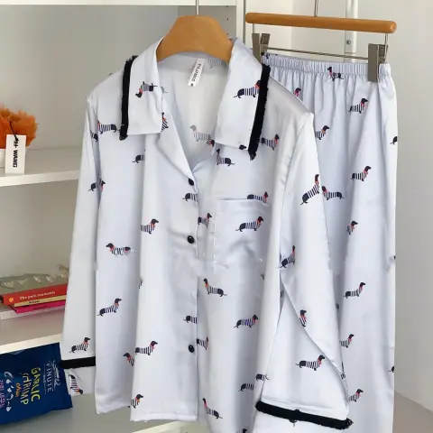 Ice and Snow Silk Long-sleeved Trousers Pajama Suit
