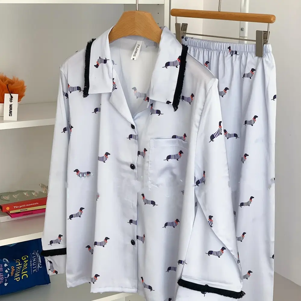 Ice and Snow Silk Long-sleeved Trousers Pajama Suit