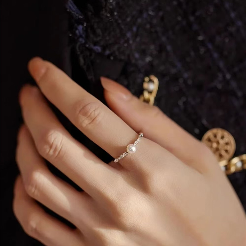 S925 Sterling Silver Versatile And Elegant Ring With Small Beads And Adjustable Opening thumbnail 1