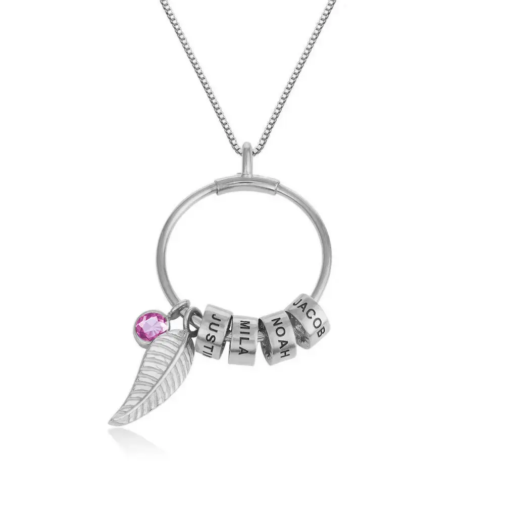 12 Color Birthstone Leaf Beaded Stainless Steel Necklace