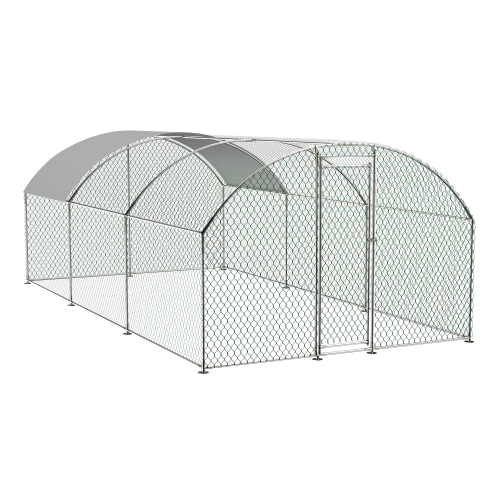 Large Chicken Coop Metal Chicken Track With Waterproof And UV Cover, Dome Shape Walk In Fence Chicken Coop For Outdoor And Yard Farm Use Argent - Shop at LoveMi
