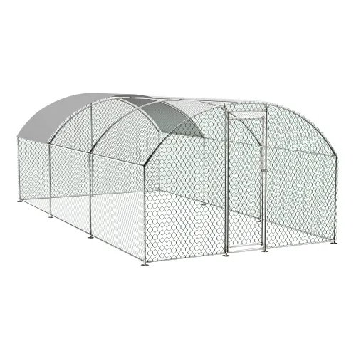 Large Chicken Coop Metal Chicken Track With Waterproof And UV Cover, Dome Shape Walk In Fence Chicken Coop For Outdoor And Yard Farm Use Argent - Shop at LoveMi