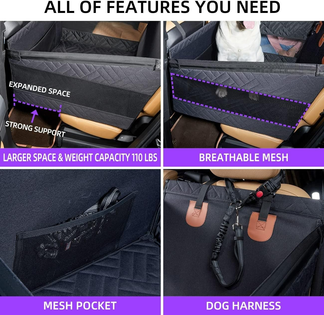 Hard Bottom Dog Cat Car Seat For LargeMedium Pet Booster Back Extender — image 6