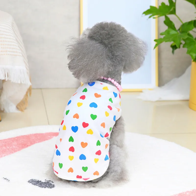 Pet Clothing Dog Spring And Summer Colorful Peach Vest - White