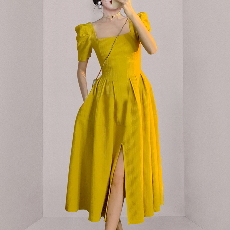 Slim Fit Mid Length Slit Dress