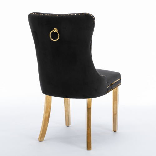 High-end Tufted Solid Wood Contemporary Velvet Upholstered Dining Chair With Golden Stainless Steel… image 3