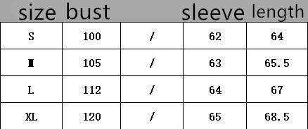 Women's irregular hem double-sided coat size chart