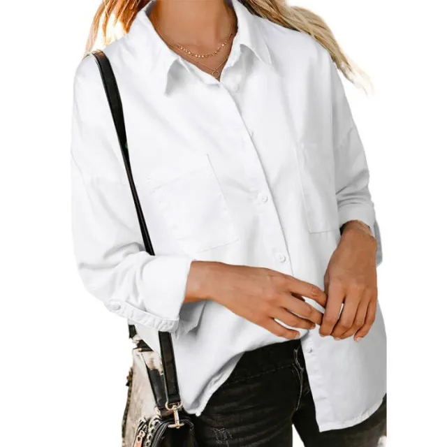 Women's New Loose Casual Denim Shirt White - Shop at LoveMi