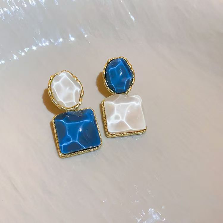 2026 Asymmetric Blue Earrings, Niche Luxury Long Drop Earrings