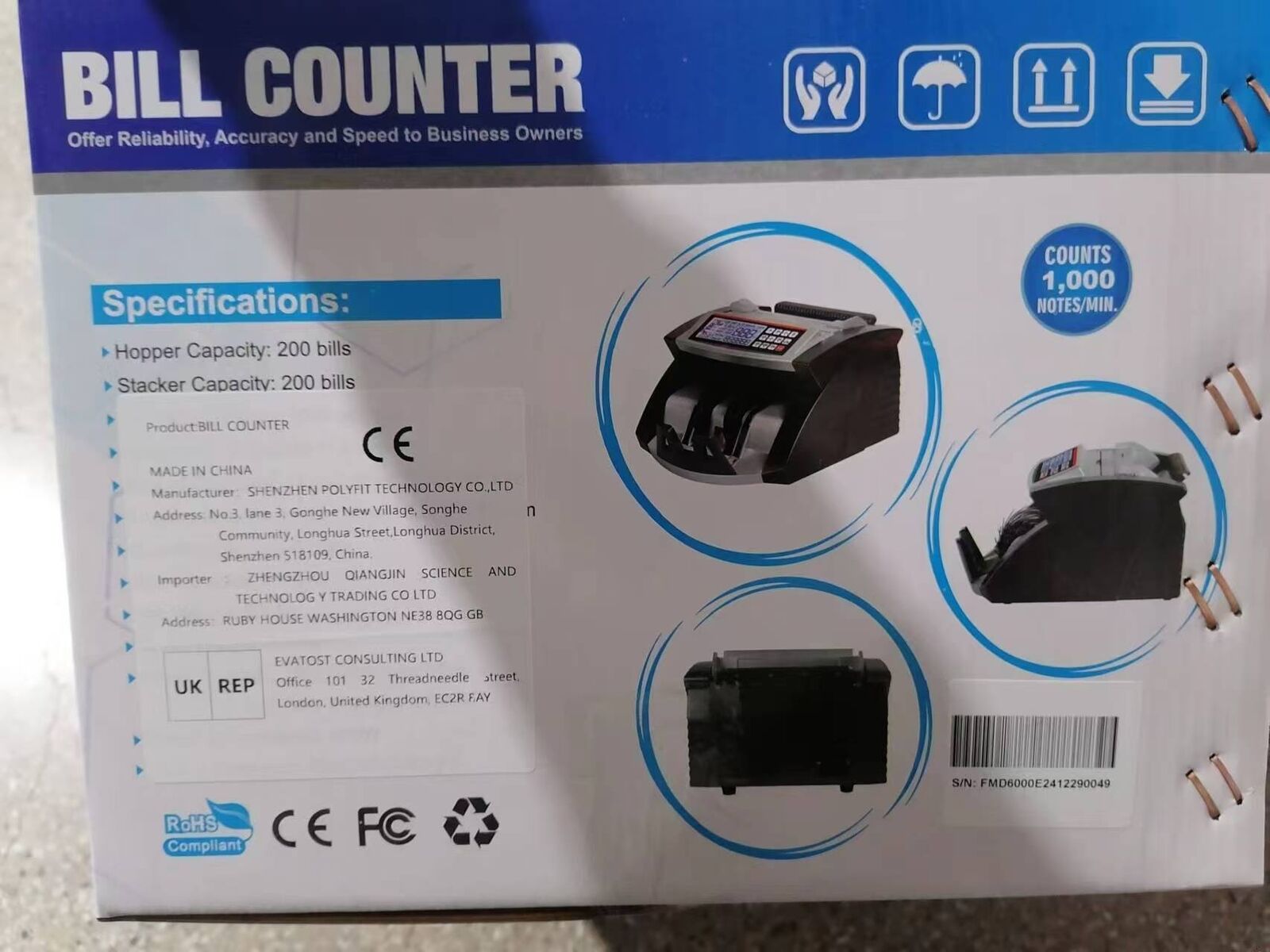 Bank Note Counter Machine Money UV-MG Banknote Cash Counting Detector — image 6