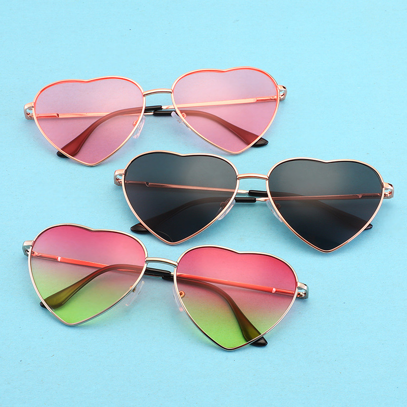 Title 1, Metal Heart-shaped Sunglasses Peach Heart Funny