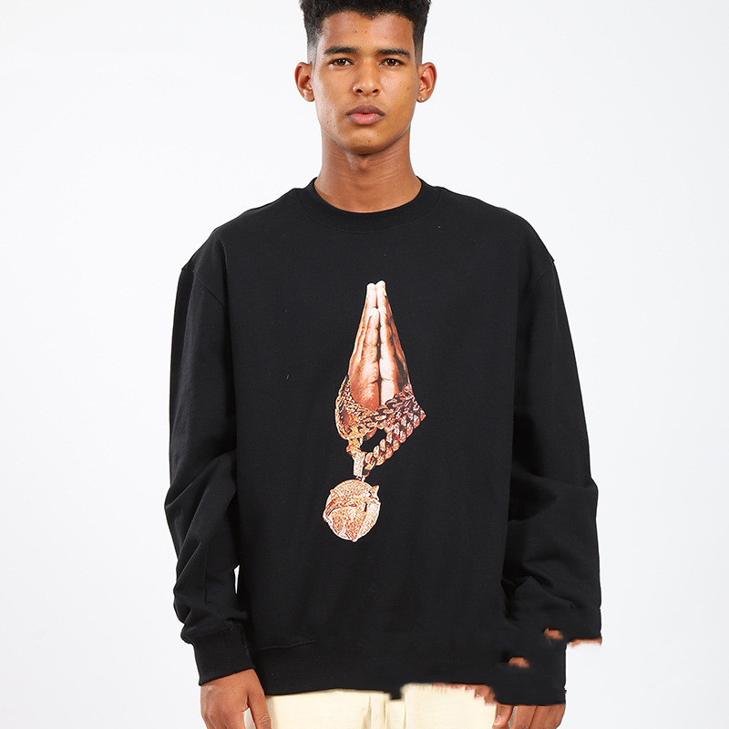 Men's Hoodie Classic Print Round Neck Long-sleeved Pullover