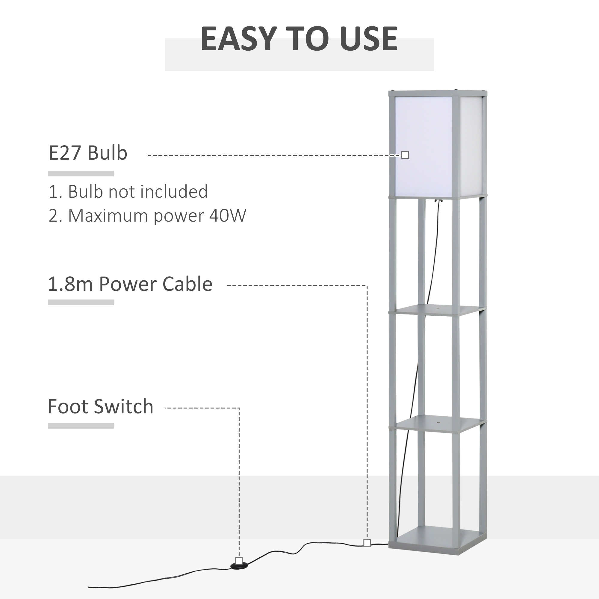 Three-layer Floor Lamp With Storage Rack And Acrylic Lampshade, Suitable — image 5