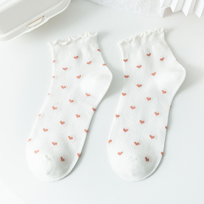 Women's Simple Japanese Lace Love Short Socks