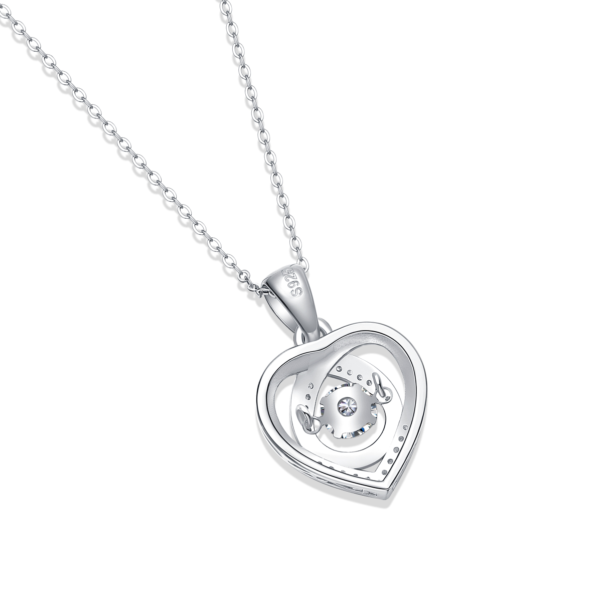 1Heart To Have Your Luxurious Fashion Diamond Pendant Necklace Set With Mosan Diamond Silver Ornaments Prohibit Tk Sales - Image 3