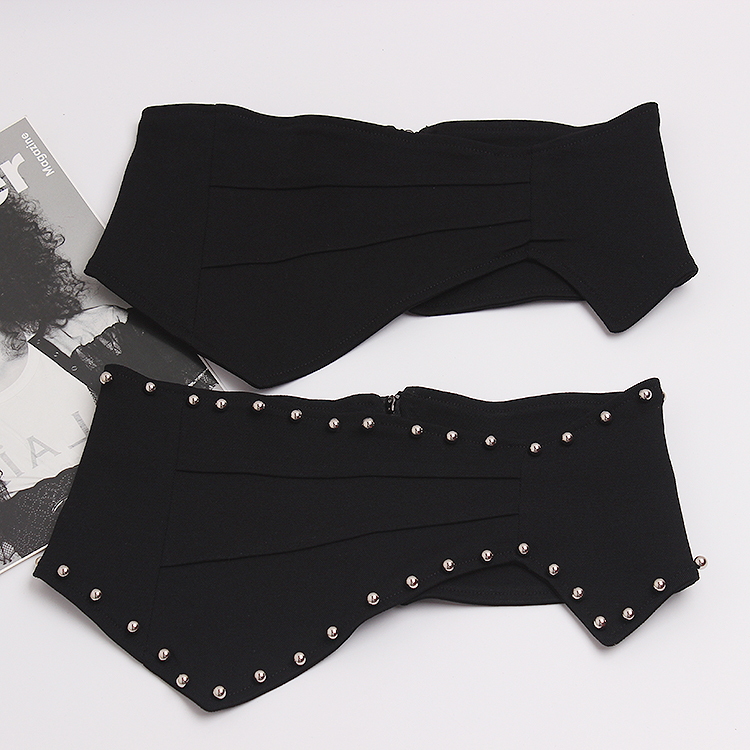 Title 4, Elastic Black Denim Rivet Irregular Waist Girdle