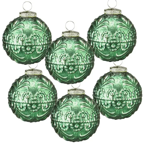 D3.9 Christmas Ball Ornaments, Glass Decorative Hanging Ball Christmas Tree Ornaments For Holiday Party Decorations, Set Of 6 As Pic - Shop at LoveMi