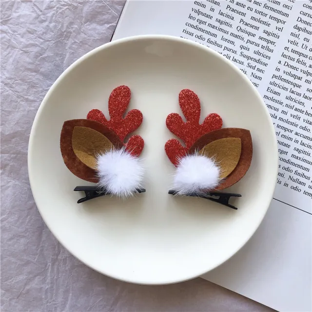 Christmas Hair Accessories Antler Hairpin Girl Top Clip Headdress 10Color - Shop at LoveMi