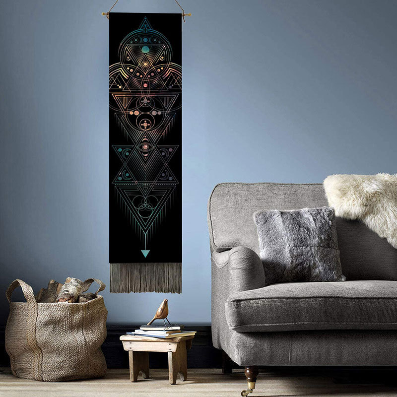 Seven Chakras Series Decorative Cloth Tapestry Bohemian Style Tassel Painting Living Room