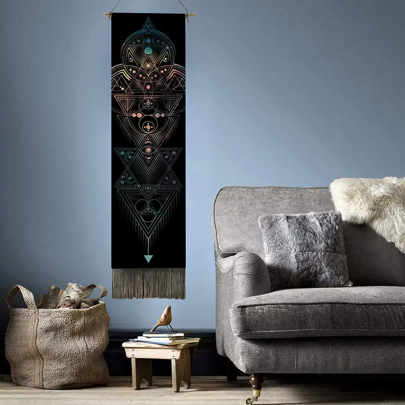 Seven Chakras Series Decorative Cloth Tapestry Bohemian Style Tassel Painting Living Room