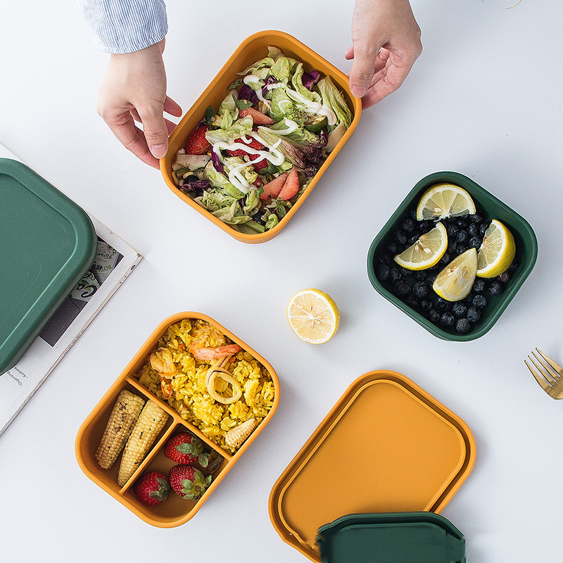 Title 2, Silicone Square Fresh-keeping Lunch Box Microwa...