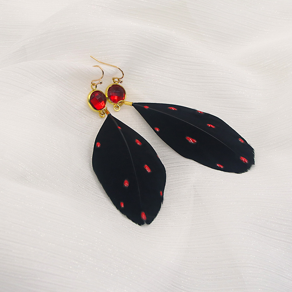 Hal Black Feather Earrings Devil Wings